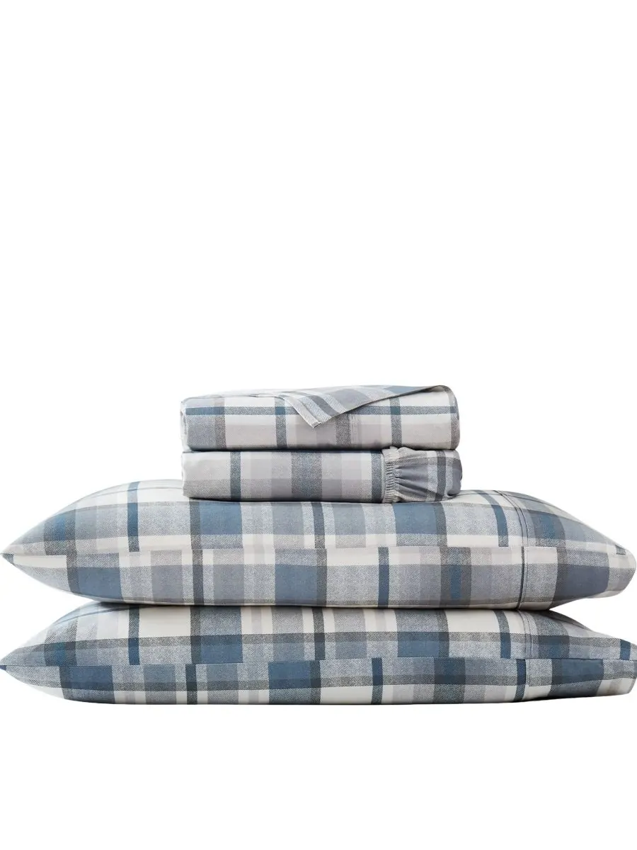Комплект постельного белья Highland Plaid с очень глубокими карманами, плотность ткани 300 нитей, 4 — изображение 1 из 5