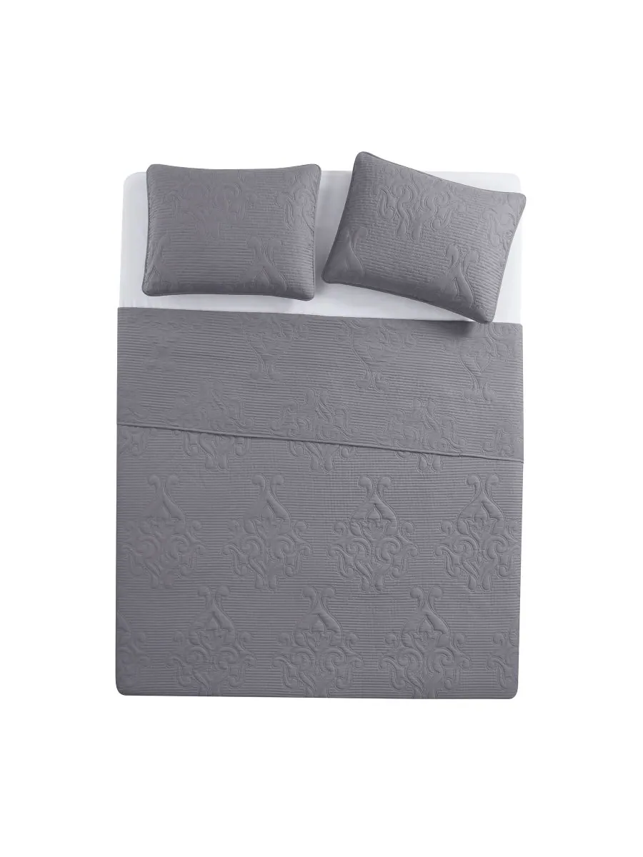 Комплект постельного белья Solomun Pinsonic Damask из 3 предметов, размер King VCNY Home — изображение 3 из 6, серый