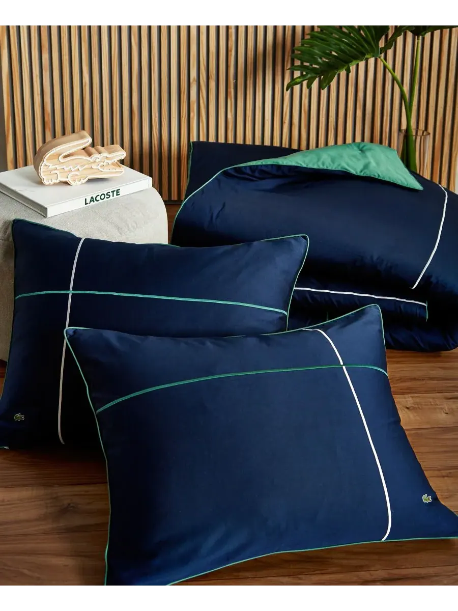 Комплект постельного белья Court Lines из 3 предметов, размер King Lacoste Home — изображение 5 из 7, темно-синий