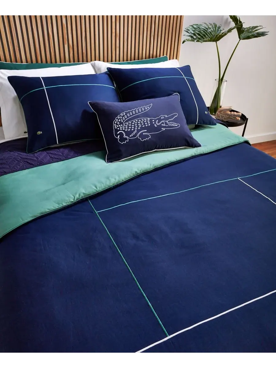 Комплект постельного белья Court Lines из 3 предметов, размер King Lacoste Home — изображение 6 из 7, темно-синий