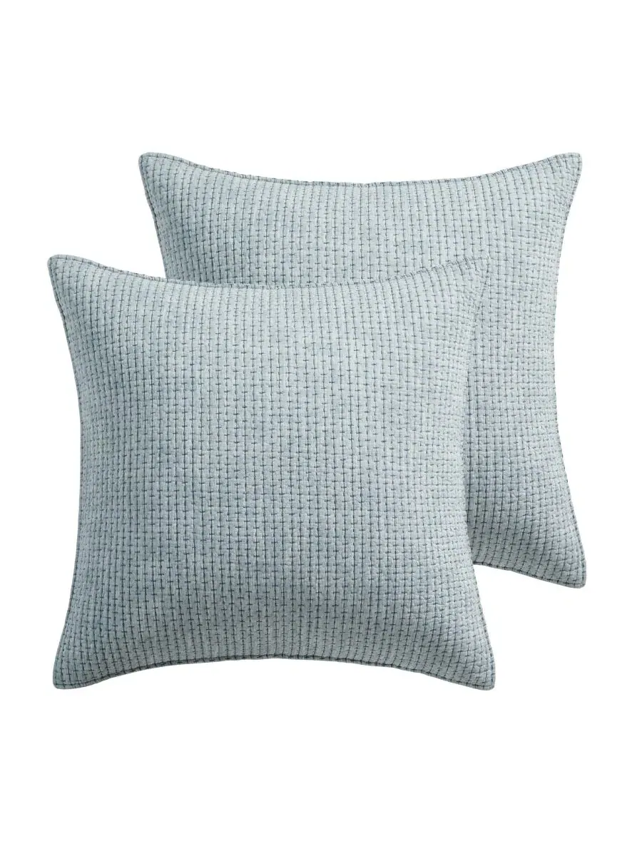 Наволочка евро из хлопка с вышивкой Pick-Stitch Artisan Levtex Home — изображение 1 из 3, шамбре