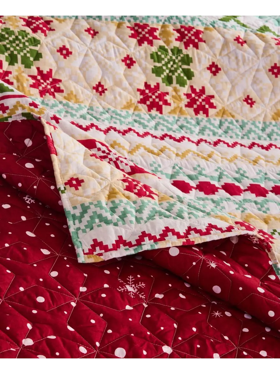 Комплект постельного белья Fair Isle Snow из 3 предметов, размер King Greenland Home Fashions — изображение 5 из 7, белый