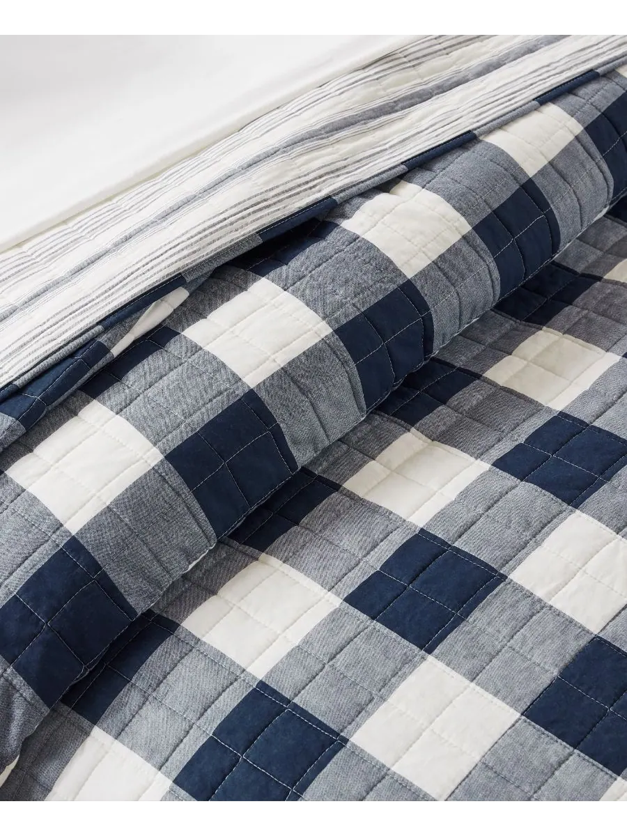 Комплект постельного белья camden buffalo check из 3 предметов, размер full. Levtex — изображение 3 из 6, темно-синий