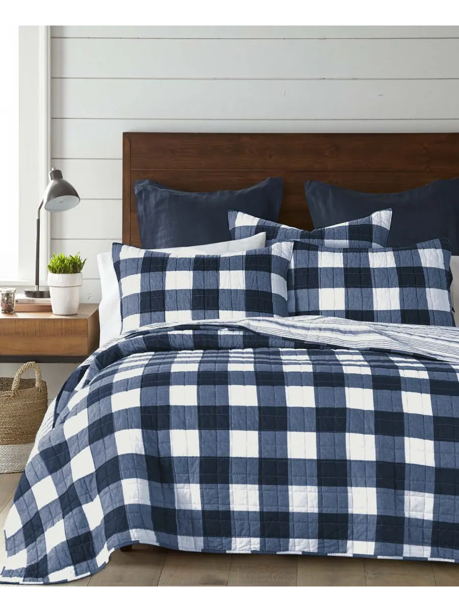 Комплект постельного белья camden buffalo check из 3 предметов, размер full. Levtex — изображение 6 из 6, темно-синий