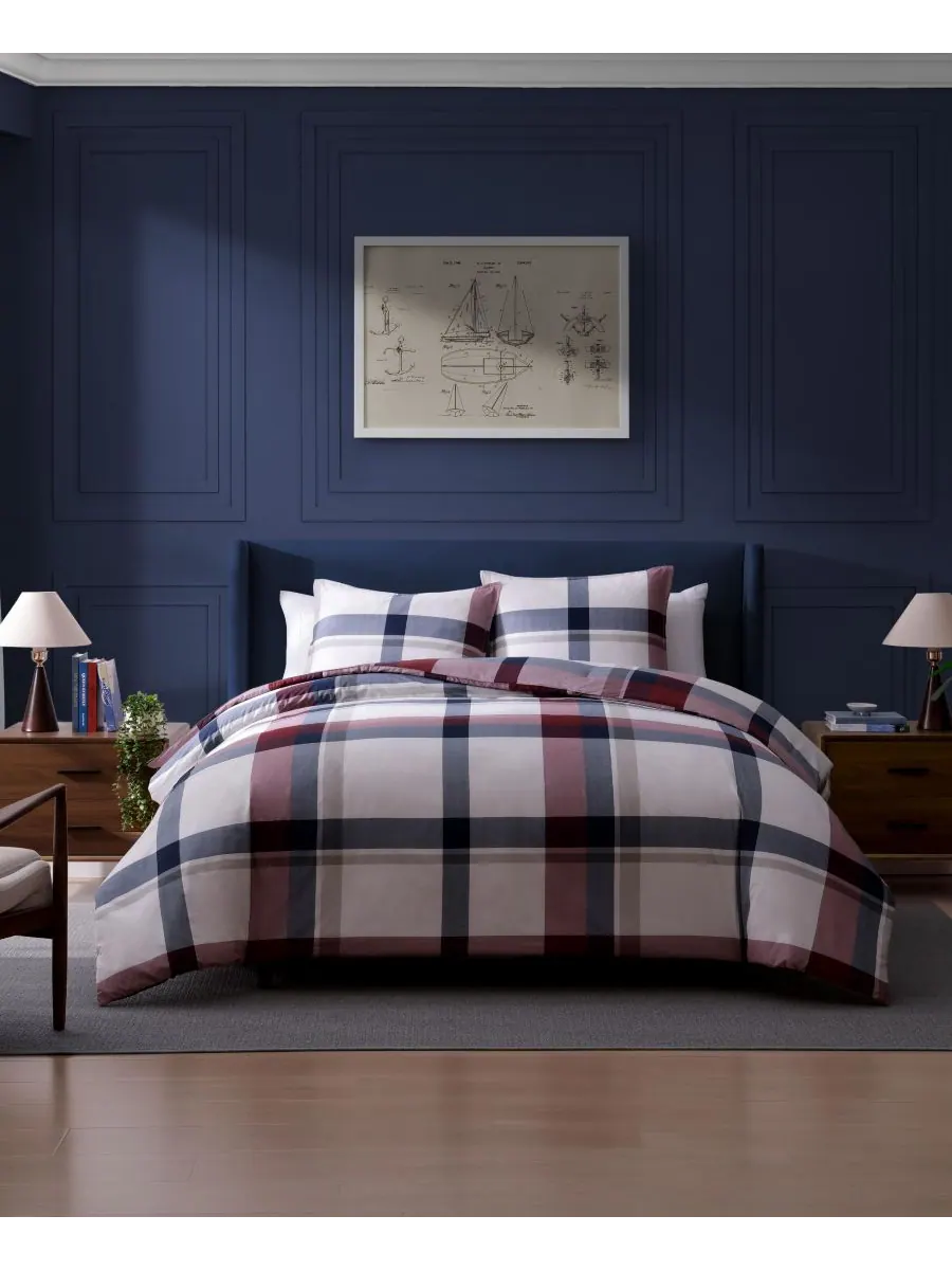 Tommy Hilfiger комплект постельного белья Prospect Park из хлопка в клетку размер Twin, 2 предмета — изображение 1 из 8