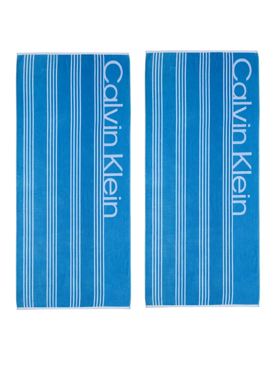 Calvin Klein набор хлопковых пляжных полотенец с логотипом в полоску, 2 предмета
