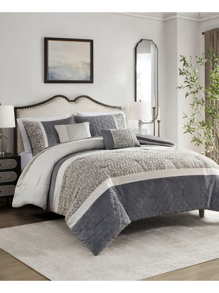 Комплект постельного белья Amelia Stripe из 5 предметов, размер King/California King Madison Park — изображение 2 из 10