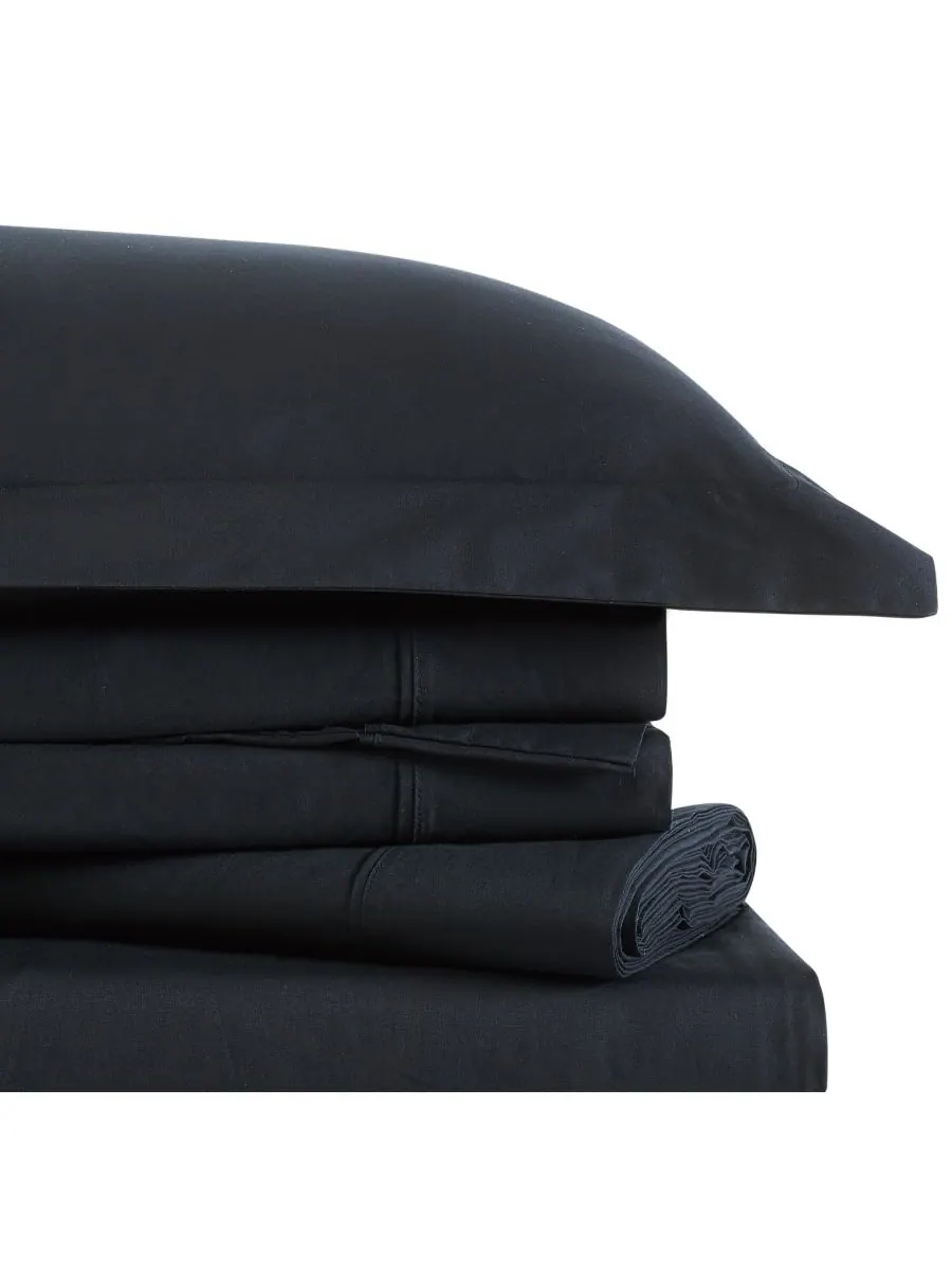 Комплект постельного белья из 3 предметов, однотонный, из хлопкового перкаля, размер Twin Brooklyn