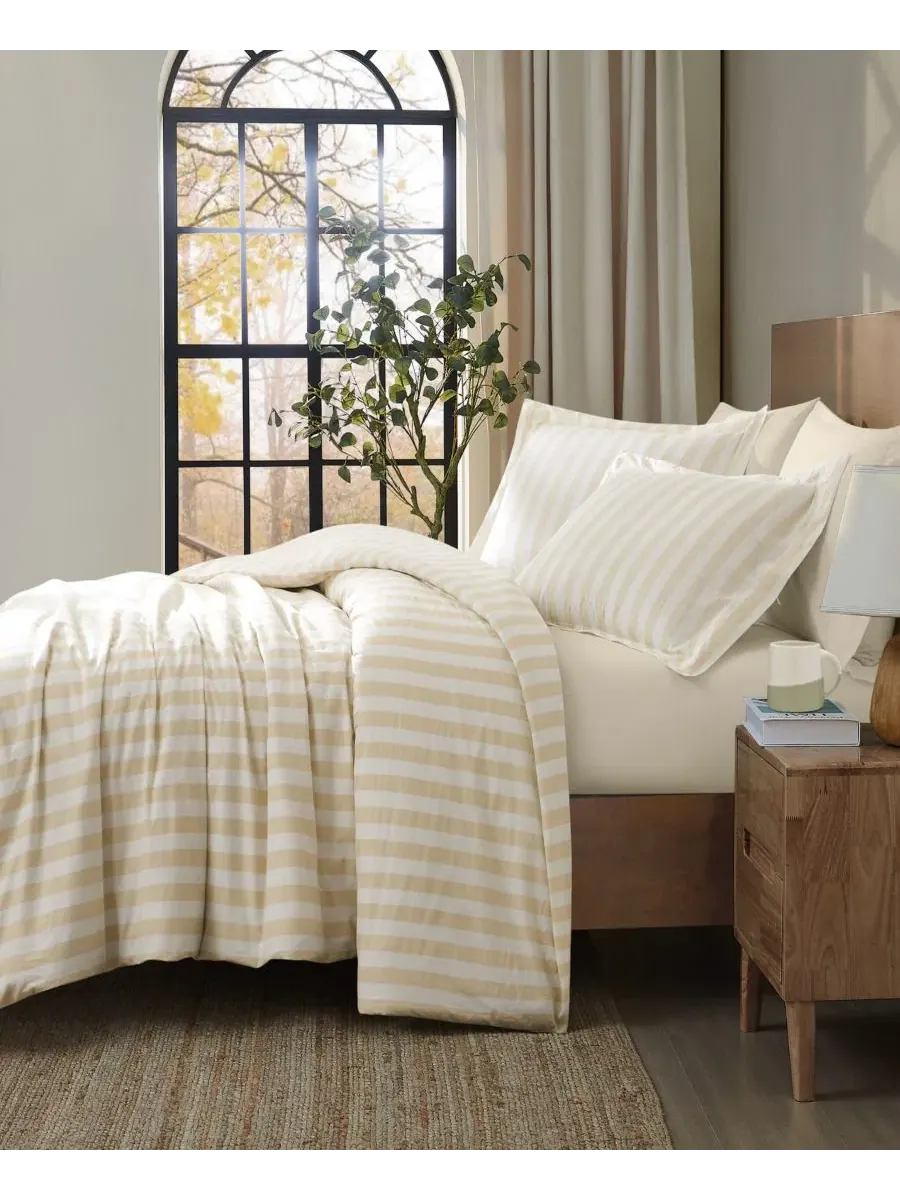 Комплект пододеяльника Levi Stripe из 3 предметов, King Brooklyn Loom — изображение 2 из 6, белый слоновая кость