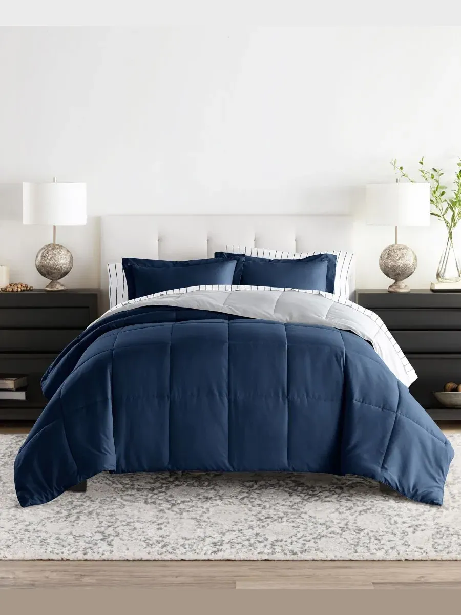 Комплект постельного белья 7 предметов Reversible Pattern, King ienjoy Home