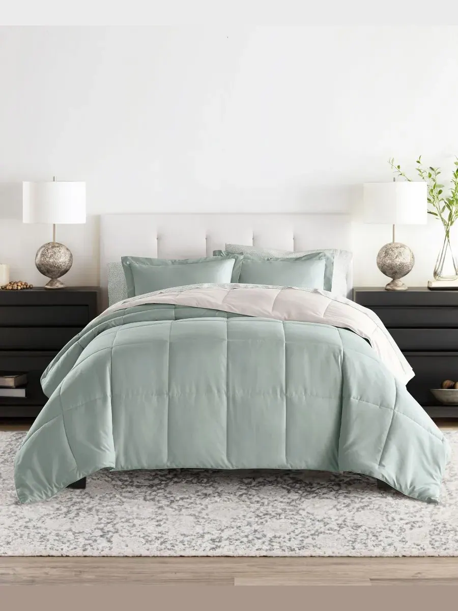 Комплект постельного белья 7 предметов с двусторонним одеялом, Modern Circles ienjoy Home, King