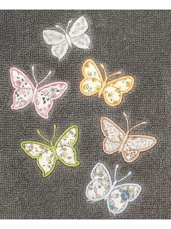 Набор украшенных полотенец Linum Home Mariposa из турецкого хлопка — изображение 6 из 7, темно-серый
