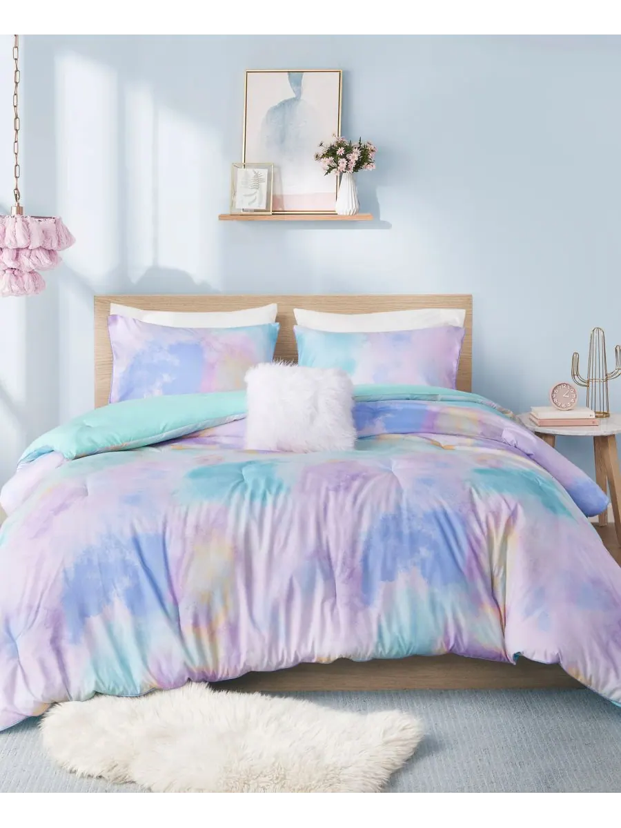 Комплект постельного белья Cassiopeia Watercolor Tie Dye, 3 предмета, размер Twin/Twin XL — изображение 1 из 10, голубой