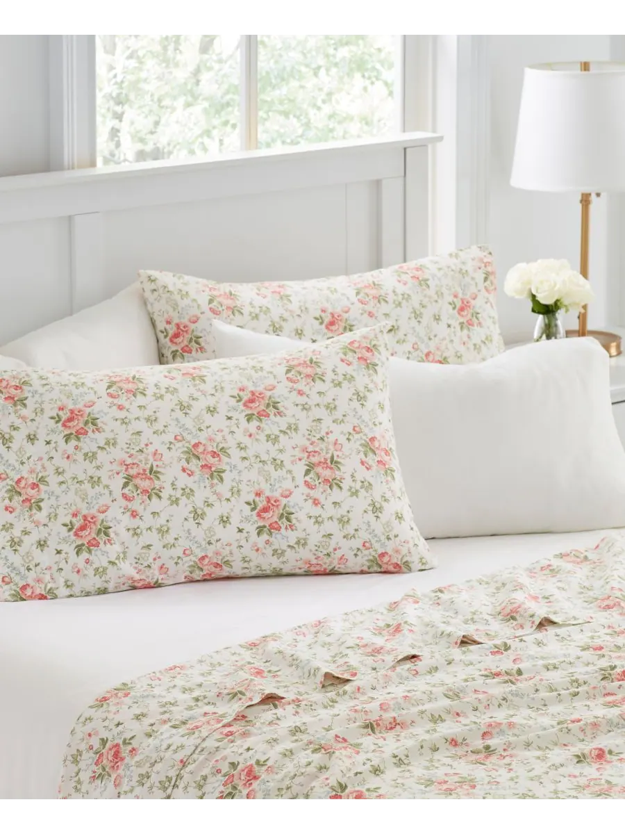 Комплект постельного белья Marissa из хлопка и перкаля, 6 предметов, размер Queen Laura Ashley — изображение 3 из 4, коралл