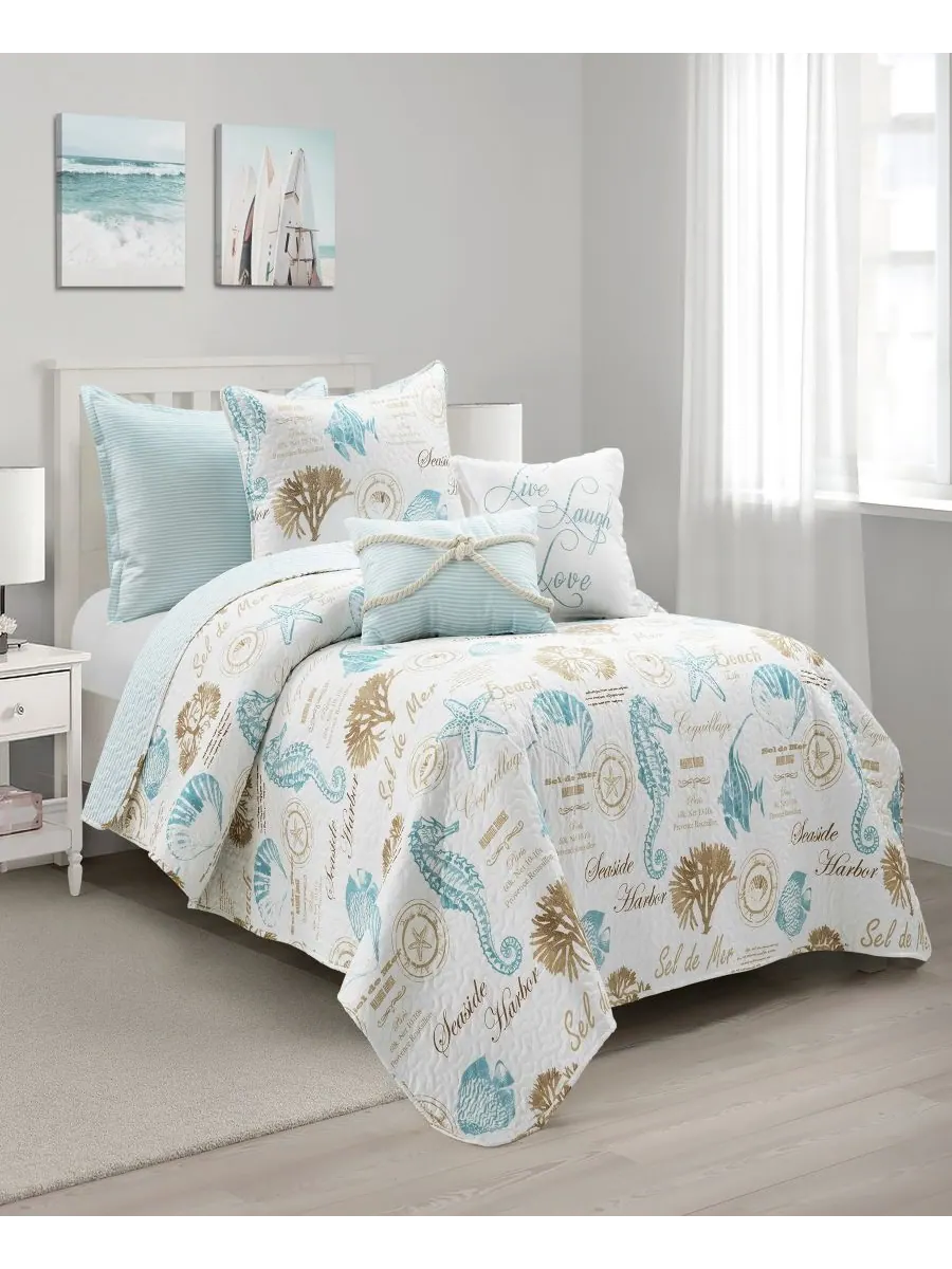 Комплект постельного белья Harbor Life из 5 предметов, размер Twin/Twin XL Lush Decor — изображение 1 из 5, синий