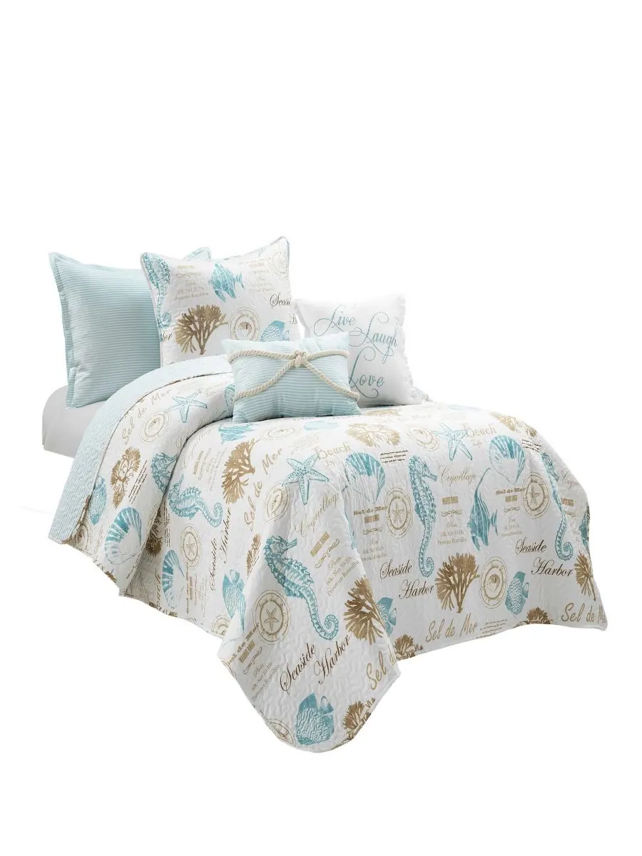Комплект постельного белья Harbor Life из 5 предметов, размер Twin/Twin XL Lush Decor — изображение 2 из 5, синий