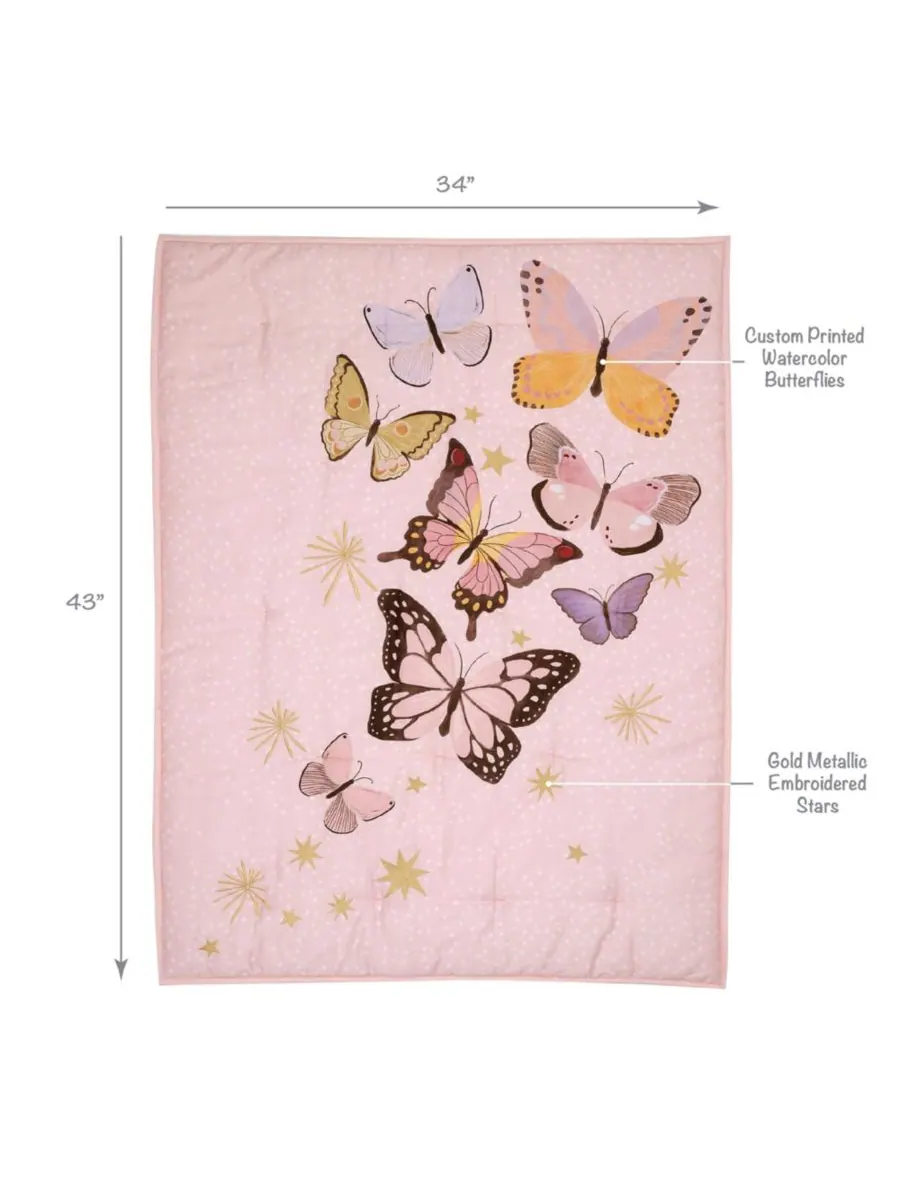 Комплект постельного белья для детской кроватки Butterfly Dreams, 3 предмета — изображение 2 из 10, розовый