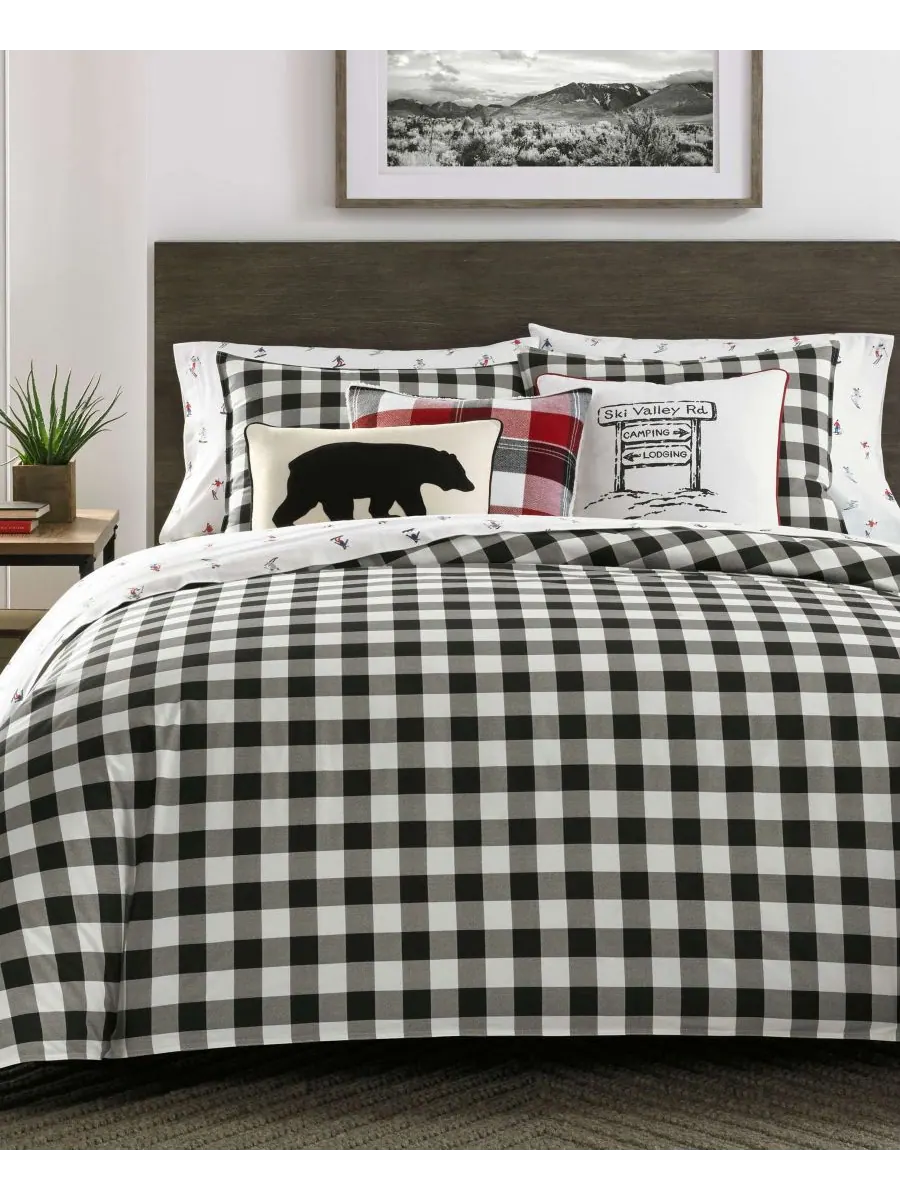 Комплект постельного белья Mountain Plaid из хлопка, двусторонний, 3 предмета, размер King Eddie — изображение 2 из 10