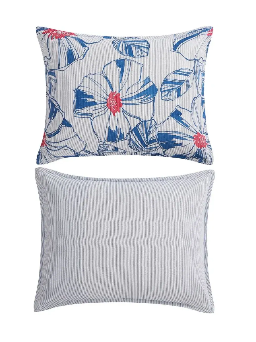 Комплект стеганого одеяла Paradise Cove с флористическим принтом Tommy Hilfiger — изображение 9 из 9, синий