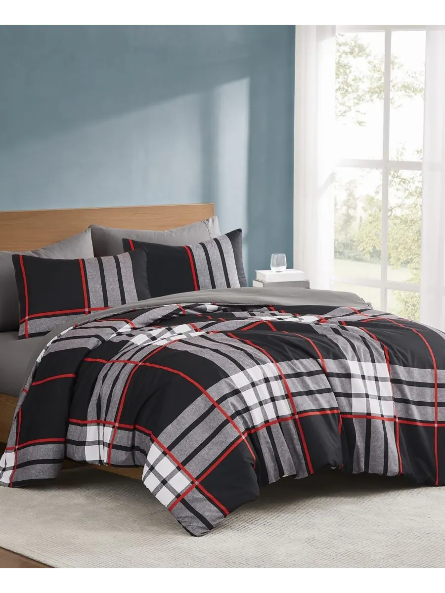 Комплект постельного белья Danbury Plaid из 3 предметов, размер King Truly Soft — изображение 1 из 5, черный