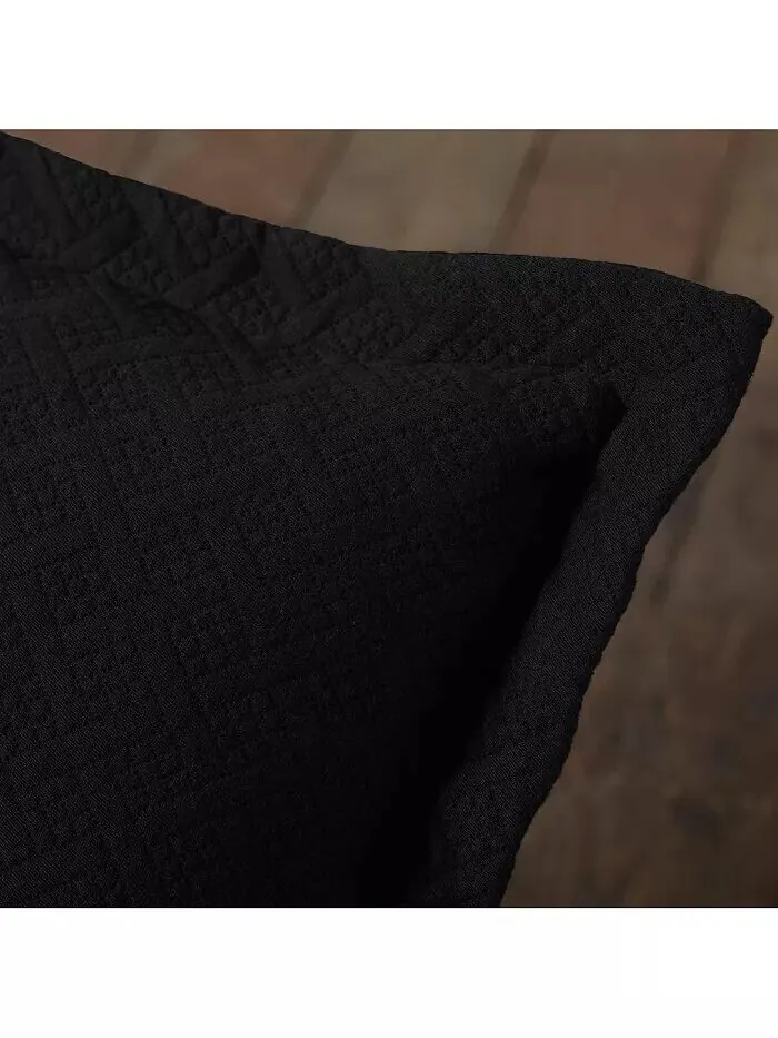 100 % хлопок, корзинное плетение Matelasse, всесезонный комплект из двух предметов, двойное — изображение 3 из 4, черный