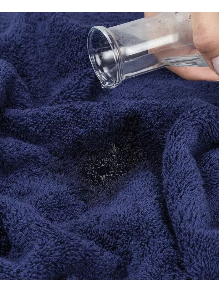 Роскошный набор банных полотенец American Soft Linen Edison из 100% турецкого хлопка, 4 шт — изображение 4 из 5, темно-синий