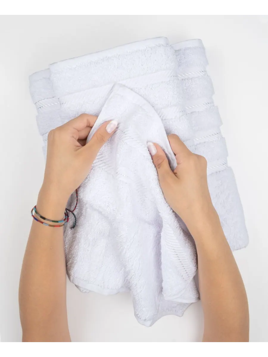 Набор из 4 банных полотенец Edison Luxury из 100% турецкого хлопка American Soft Linen — изображение 3 из 5, белый