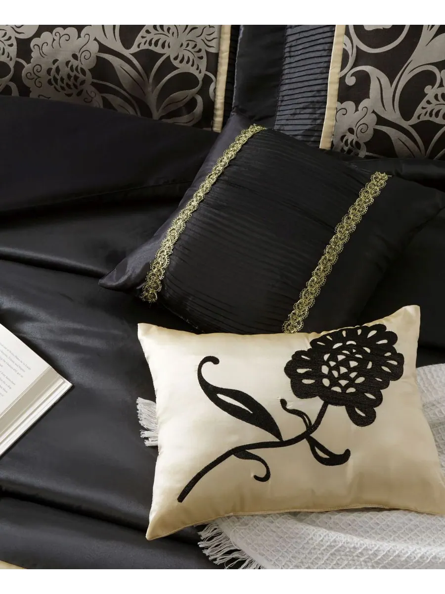 Комплект постельного белья Mollybee Floral, 9 предметов, размер Queen Stratford Park — изображение 5 из 6, черный золотистый