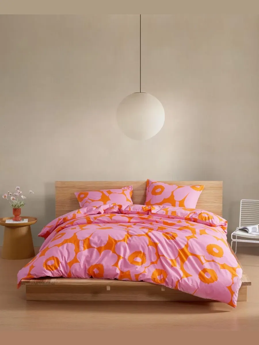Комплект стеганого одеяла Unikko Cotton, 3 предмета, Full/Queen Marimekko — оранжевый