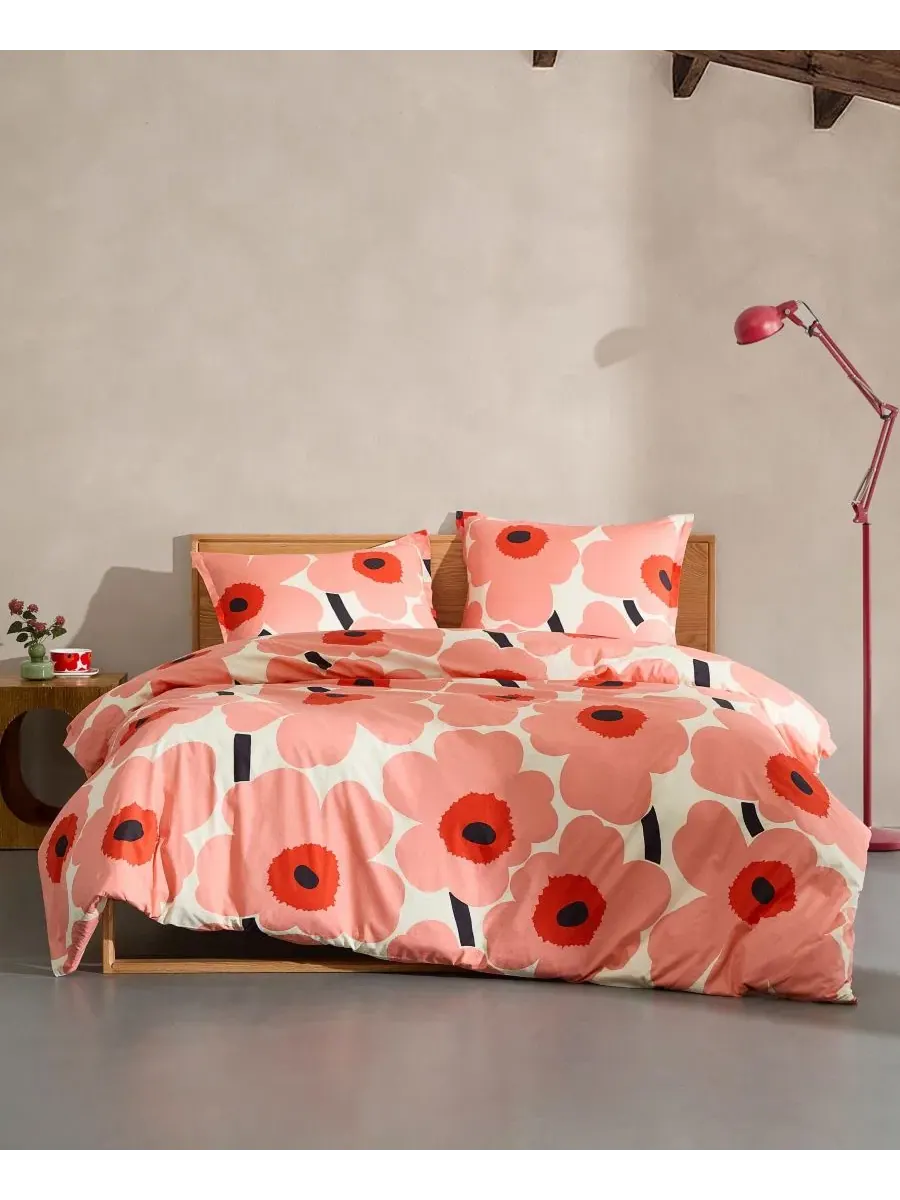 Комплект стеганого одеяла Unikko Cotton Marimekko — оранжевый