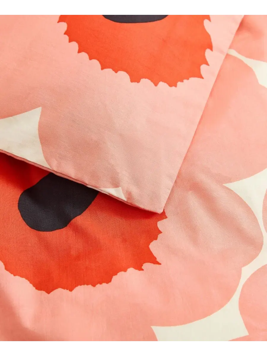 Комплект стеганого одеяла Unikko Cotton Marimekko — изображение 4 из 7, коралл