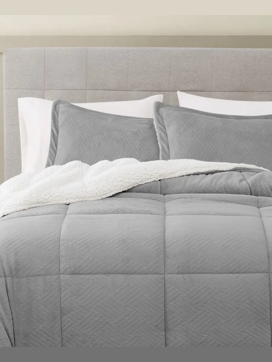 Комплект постельного белья Basket Carved Softness, 2 предмета, размер Twin/Twin XL Truly Soft — изображение 2 из 5, серый