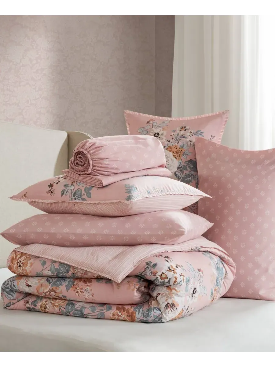 Комплект постельного белья Heather Vintage Floral из 7 предметов, размер King Madison Park — изображение 7 из 10, розовый