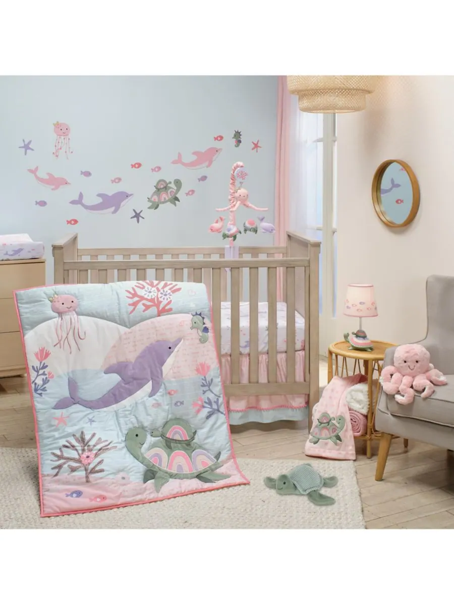 Комплект постельного белья для детской кроватки Sea Dreams из 3 предметов с морскими мотивами: — изображение 1 из 10, мульти