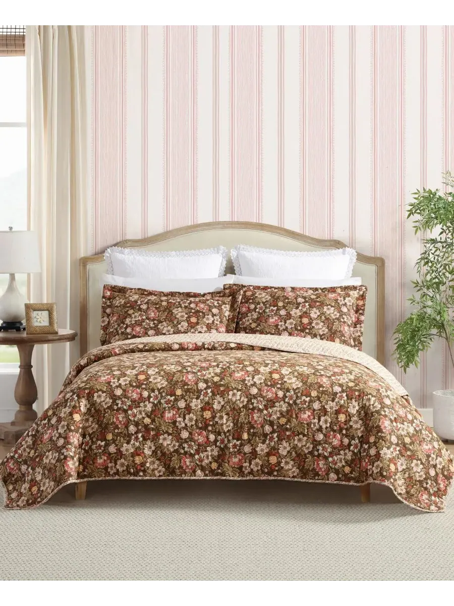 Двусторонний комплект постельного белья Marta из 3 предметов, размер King Laura Ashley — изображение 1 из 10, коричневый