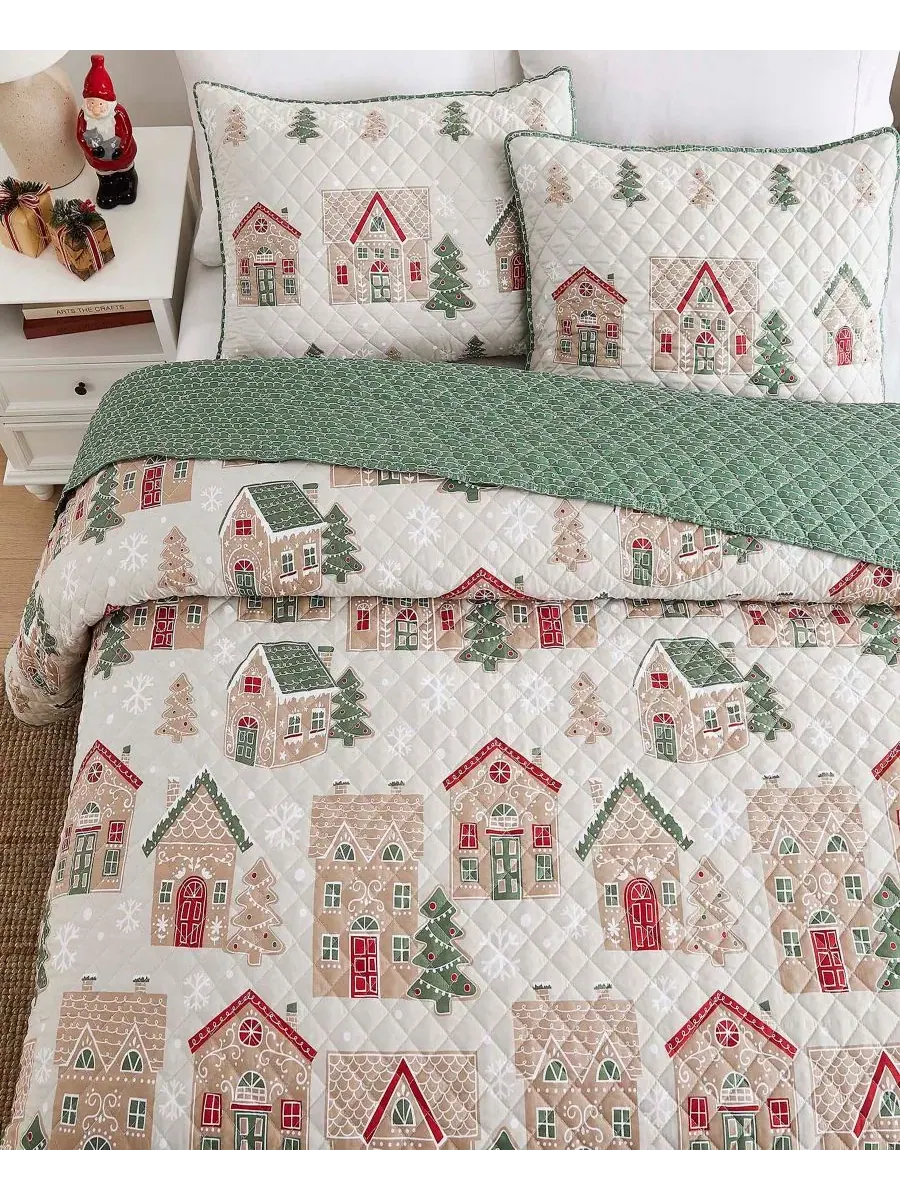 Комплект стеганого одеяла Gingerbread, полный/queen Avanti — изображение 3 из 3, хаки