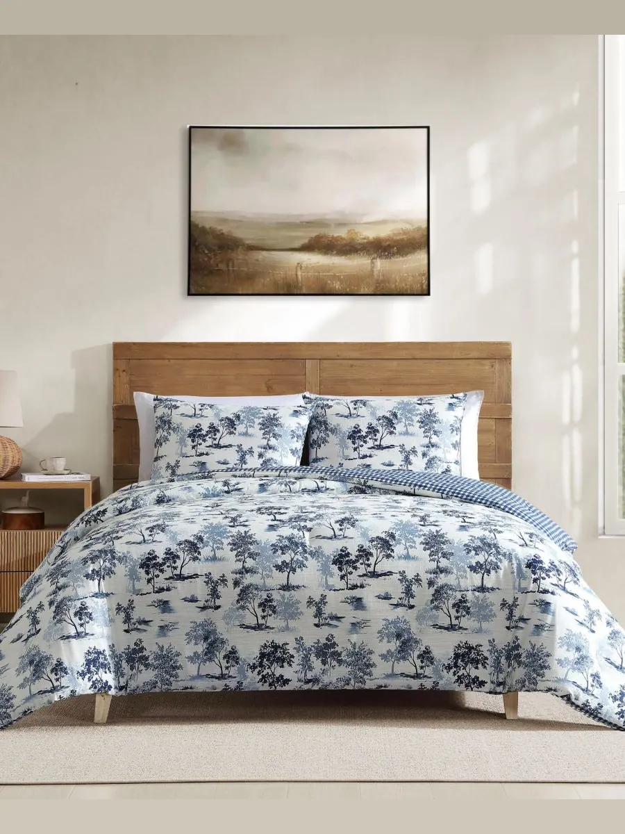 Двусторонний комплект постельного белья Vintage Forest Toile, 2 предмета, размер Twin Eddie Bauer — изображение 1 из 8, синий