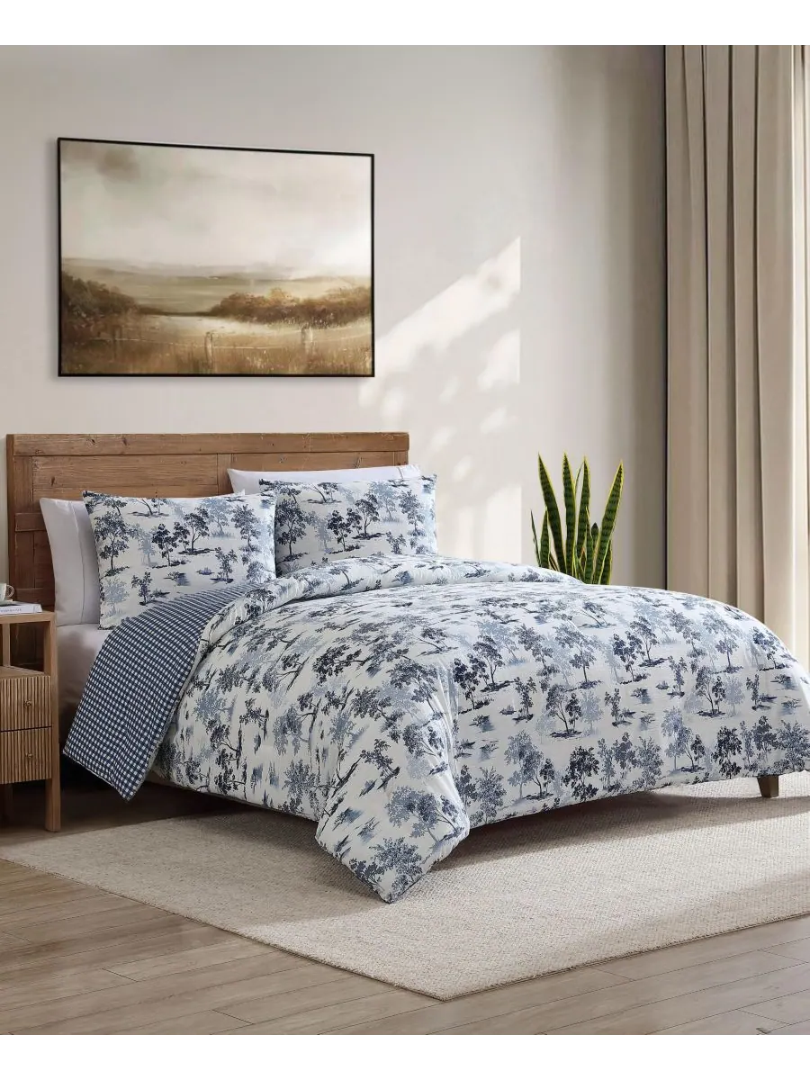 Двусторонний комплект постельного белья Vintage Forest Toile, 2 предмета, размер Twin Eddie Bauer — изображение 2 из 8, синий
