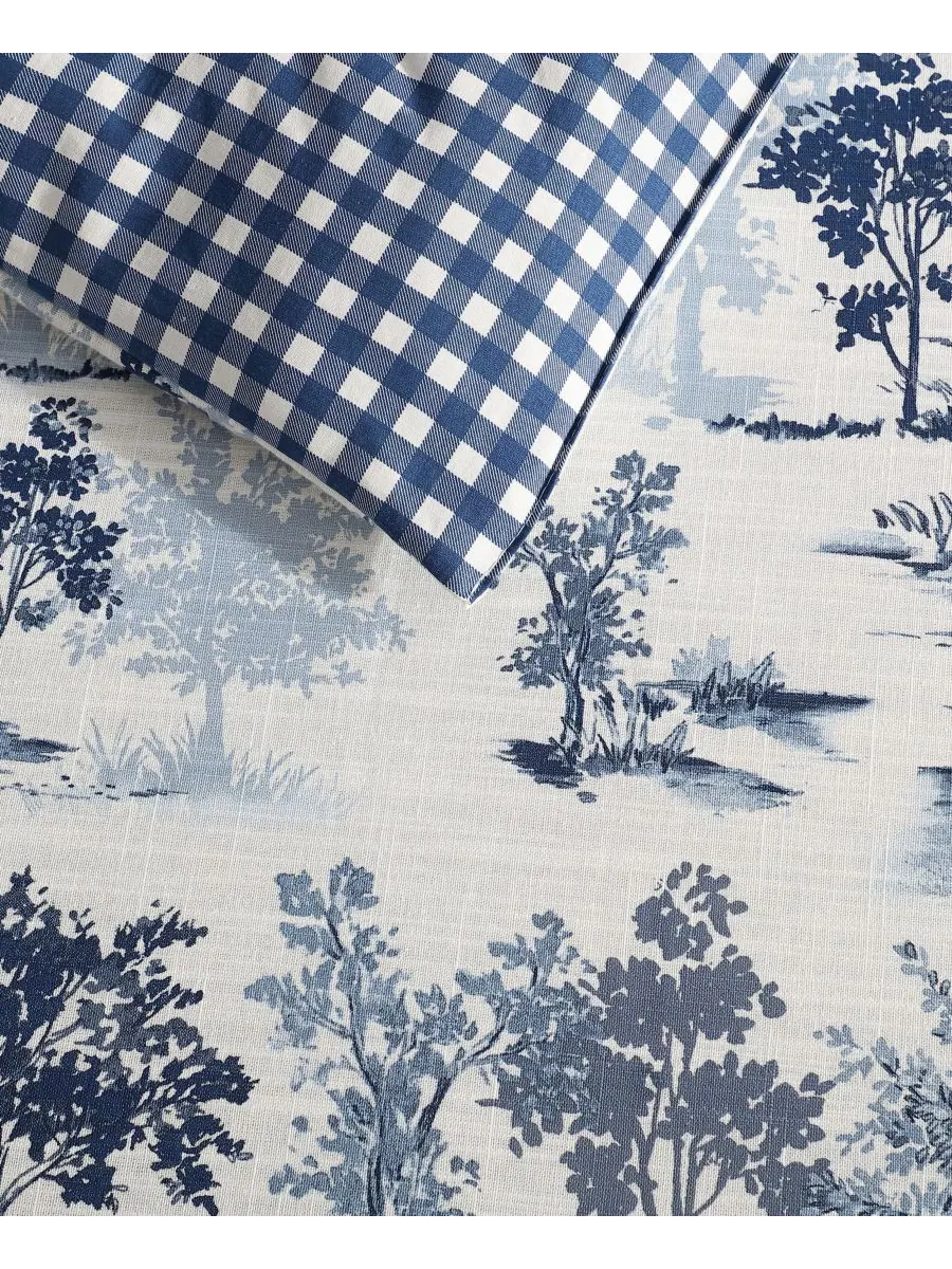 Двусторонний комплект постельного белья Vintage Forest Toile, 2 предмета, размер Twin Eddie Bauer — изображение 5 из 8, синий