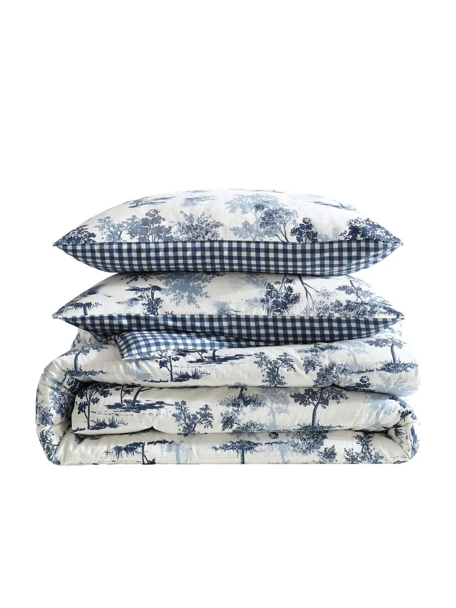 Двусторонний комплект постельного белья Vintage Forest Toile, 2 предмета, размер Twin Eddie Bauer — изображение 7 из 8, синий