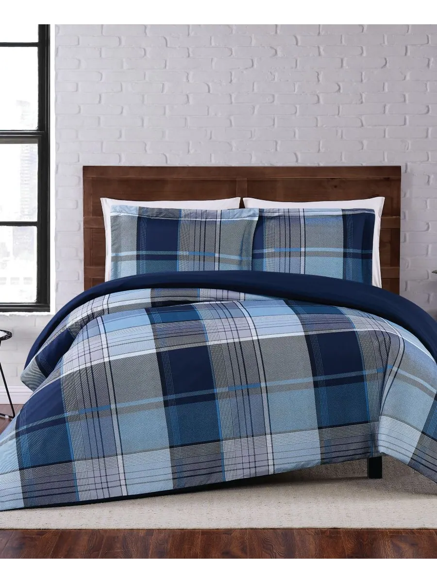 Комплект постельного белья trey plaid из 3 предметов, размер king. Truly Soft — изображение 1 из 3, синий