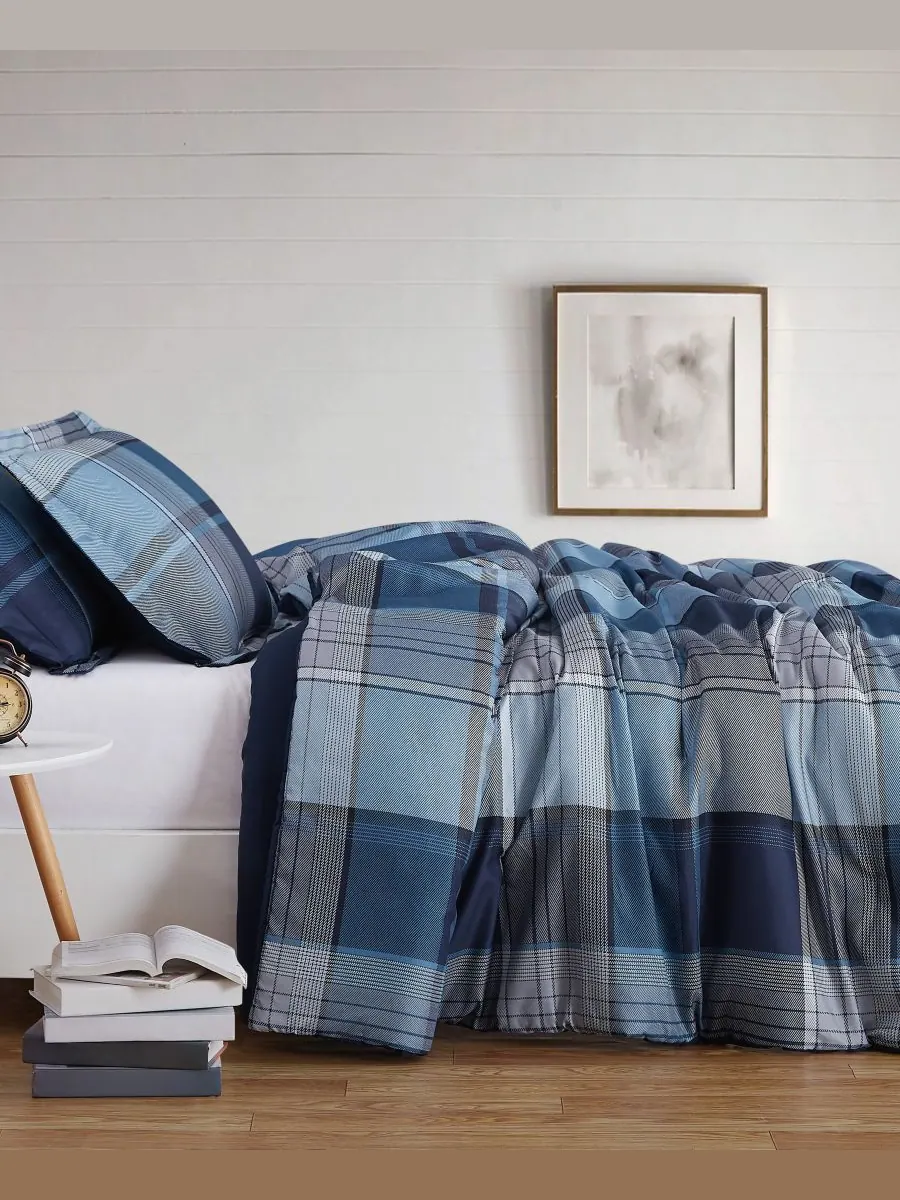 Комплект постельного белья trey plaid из 3 предметов, размер king. Truly Soft — изображение 3 из 3, синий