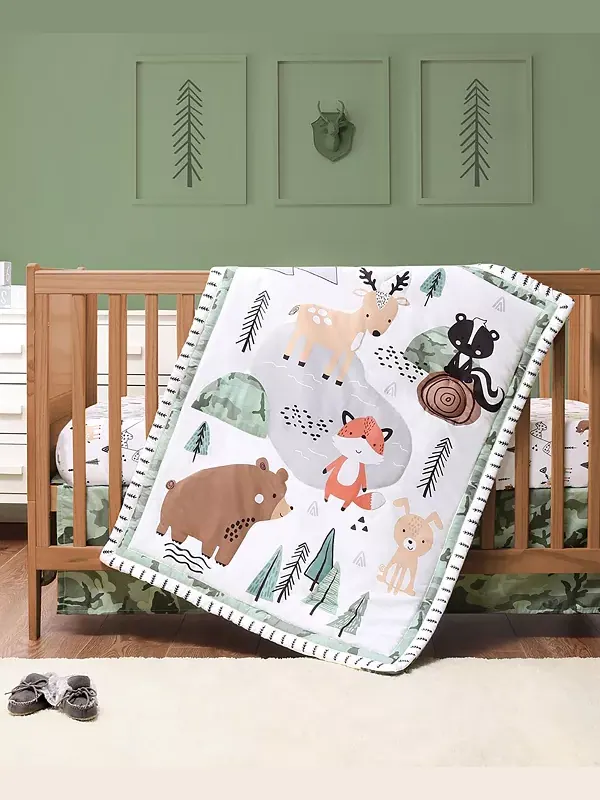 Комплект постельного белья Woodland Camo для детской кроватки для мальчиков, комплект из 3 — изображение 1 из 4