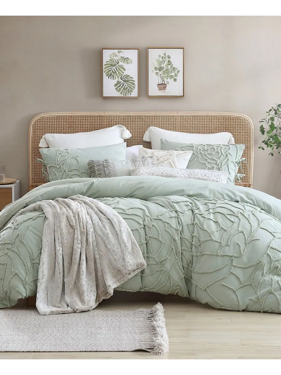 Комплект постельного белья Chenille Rose, 3 предмета, размер King Peri Home — изображение 2 из 5, зеленый
