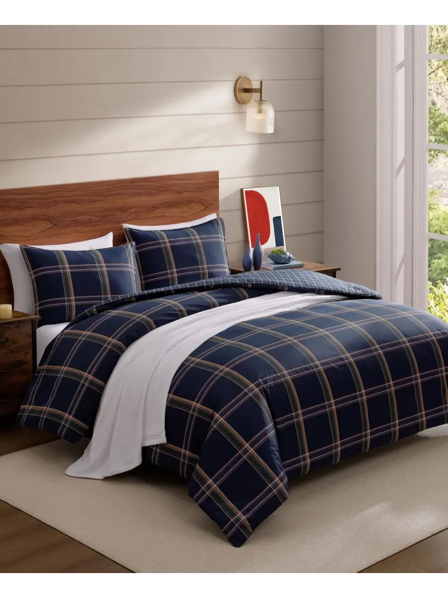 Tommy Hilfiger комплект постельного белья Beacon Plaid хлопковый из 3 предметов размер King — изображение 2 из 7, синий