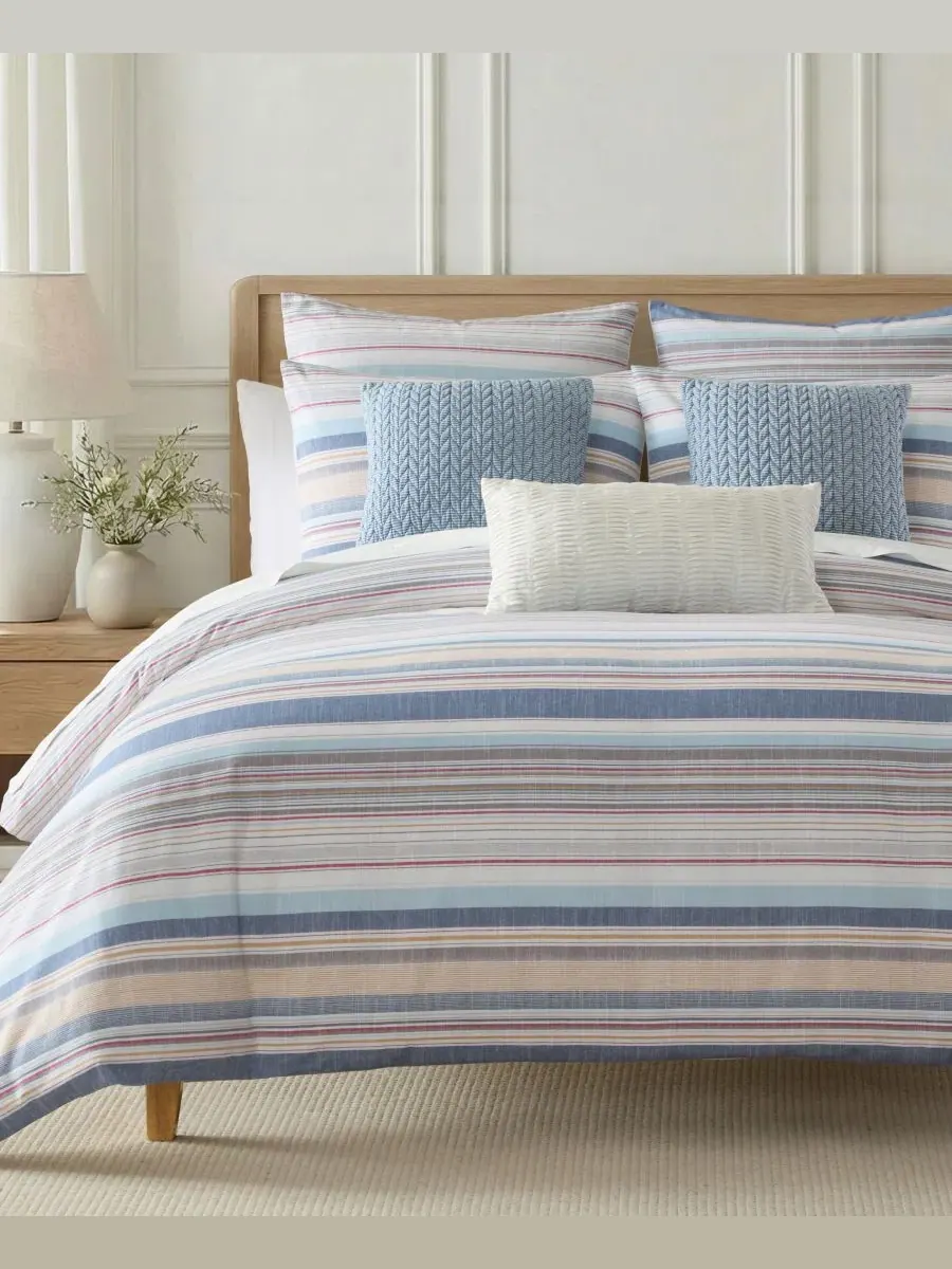 Комплект из 3 предметов Providence Stripe Reversible, полный/двуспальный Levtex Home — изображение 2 из 5, синий
