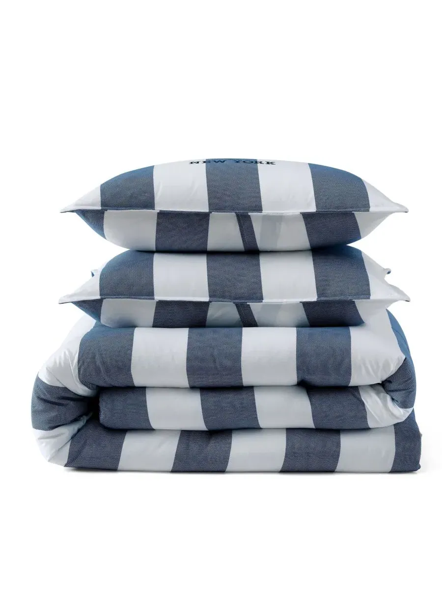 Комплект стеганого одеяла Berkeley Stripe, 3 предмета, Queen Tommy Hilfiger — изображение 7 из 7, белый глубокий синий