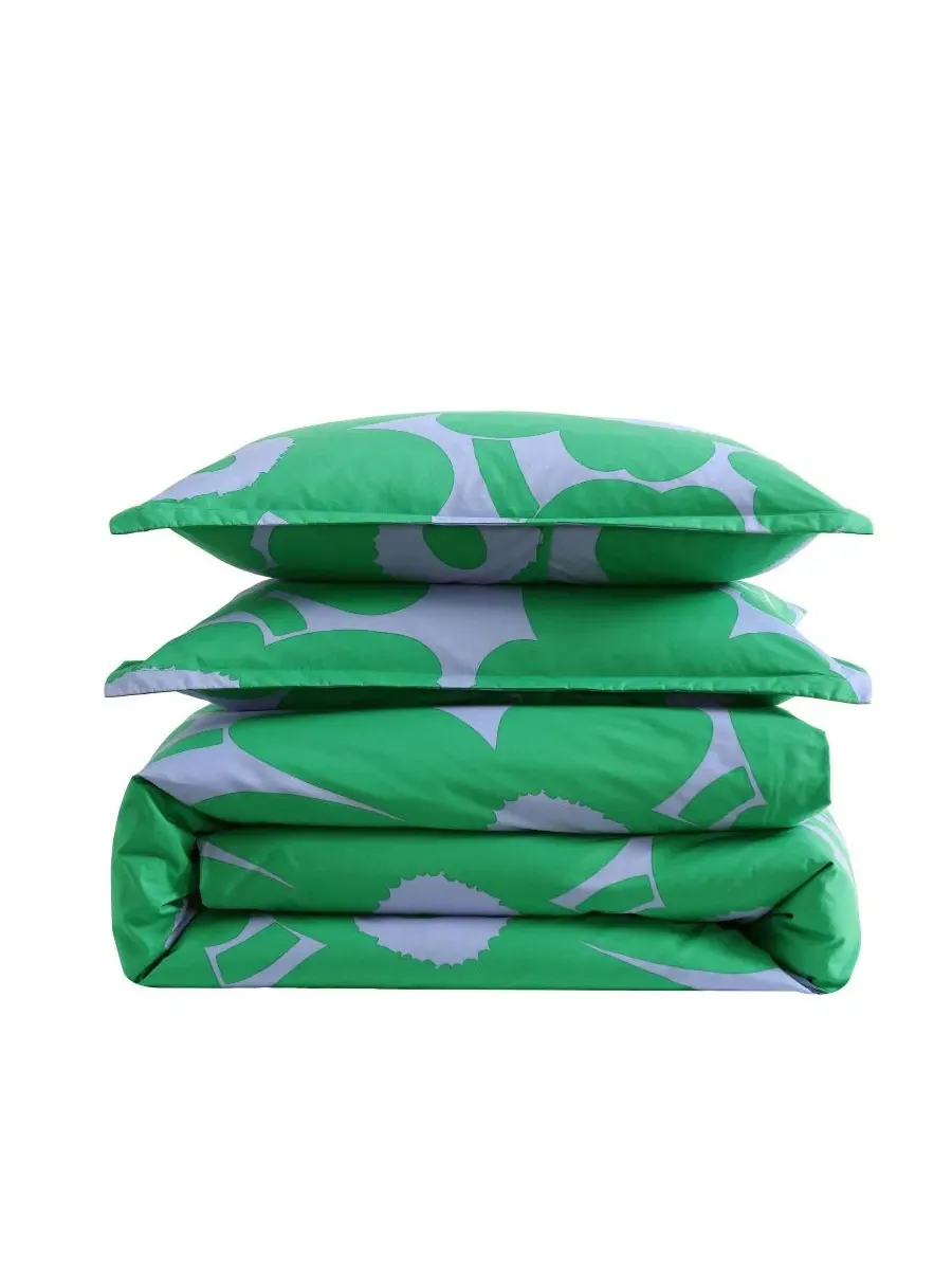 Комплект стеганого одеяла Unikko Cotton, King Marimekko — изображение 6 из 7, зеленый синий