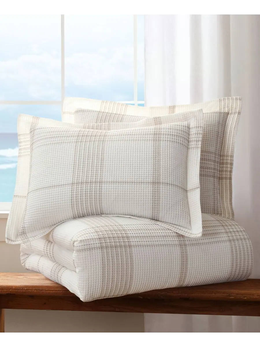 Комплект постельного белья Home Waffle Plaid из 3 предметов, размер King Levtex — изображение 6 из 7, тауп