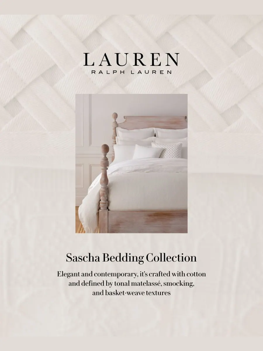 Комплект постельного белья Sascha Textured Medallion, размер Full/Queen Lauren Ralph Lauren — изображение 9 из 9, белый